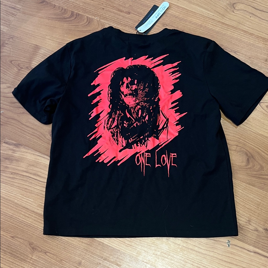 One Love S Boyfriend Style Skeleton Black T-Shirt Nwt